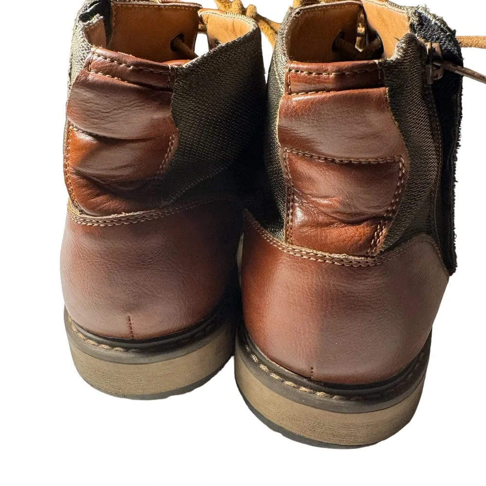 Retro Steve Madden Brown & Gray Zip Side Men’s 10 Boots - Picture 4 of 9